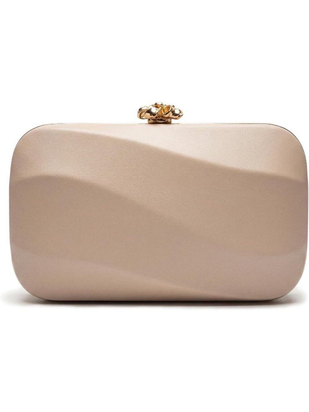 Women's Nude PU Leather Clutch Purse Gold Flower Party Wedding Evening Bags